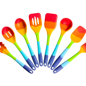 ModernEats Nordic Style Silicone Spoon Set, 8-piece Set, Home Restaurant Grade Cutlery Set