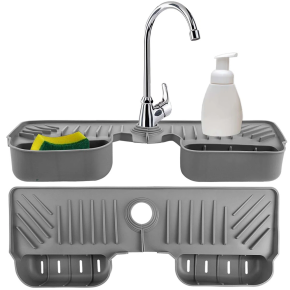 Kitchen Gray Silicone Drying Pad Multifunctional Faucet Suction Tray Nordic Minimalist Wind Storage and Drainage 2-in-1