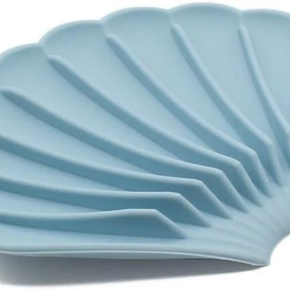 Shell shaped self draining silicone soap dish, anti slip and durable soap pad