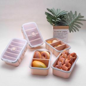 Custom Large-Capacity Compartment Silicone Lunch Box - Microwave-Safe
