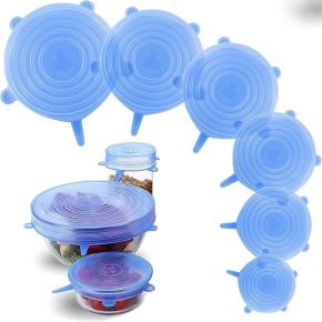 6 Pcs Silicone Stretch Lids, Universal Round Vacuum Sealing Bowl Covers, Reusable Elastic Fresh-Keeping Set