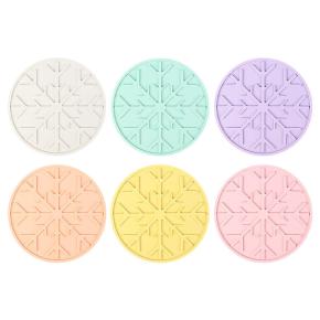 Wood Grain Silicone Trivets, Round Heat Resistant Anti-Scald Coasters