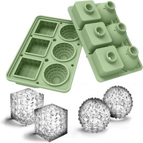 New 6-grid diamond-shaped ice mold, quick-freezing square ice cube mold, food-grade silicone ice ball mold with built-in funnel
