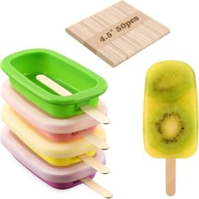 DIY Homemade Ice Cream Silicone Popsicle Molds, Mini Long Style with Lids, Silicone Cake Molds & Ice Trays