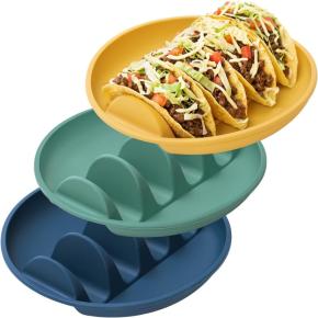 New Silicone Tortilla Tray, Non-Slip Taco Tray, Divided Taco Holder Tray