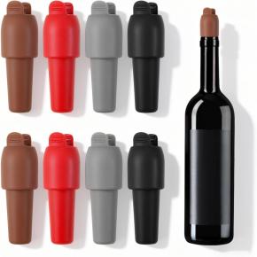 Double seal with handle design silicone wine stopper, champagne & beer stopper, anti-fall bottle stopper, kitchen seasoning bottle cap