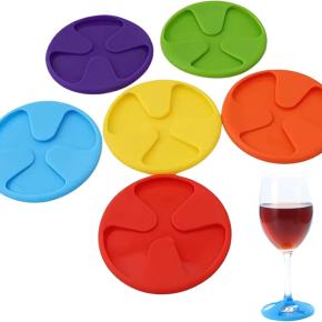 Flower-shaped Silicone Wine Glass Coaster, Non-slip, Multi-color, for Home & Bar