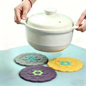 Silicone Flower Coaster & Trivet Mats, Heat Resistant Non-Slip Pads for Kitchen, Dining Table, Pot, Bowl, Cup