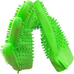 Double-sided Silicone Grooming Glove, Removes Loose Fur, Pet Massage & Bathing Glove for Cats and Dogs