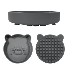 Silicone Cat Food Bowl, Pet Slow Feeder Mat, Anti-Slip Suction Cup Cat Bowl, Cute Cartoon Cat Face Dinner Plate