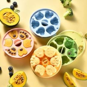  Food Grade Silicone Baby Food Steamed Cake Mold, Cartoon Cat Paw & Bear Shape, Pudding, Jelly, Ice Cube, Ice Cream & Cake Mould