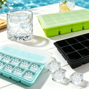 15-grid ice cube mold, DIY ice making mold, household ice cube mold, food-grade silicone ice tray with lid      