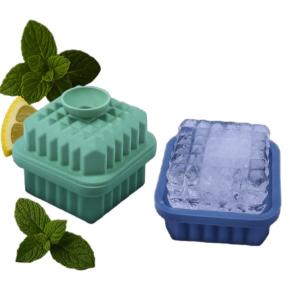 New Arrivals Food Grade Silicone Large Square Ice Cube Molds Easy Release BPA Free Ice Cube Maker Mold With Lids for Whiskey