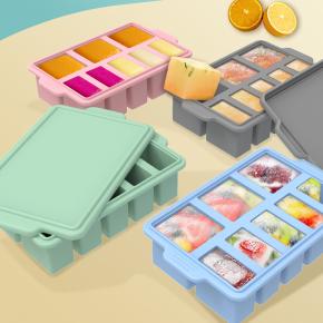 8-Cavity Large-Capacity Food-Grade Silicone Ice Cube Tray with Lid & Reinforced Rim, Easy Release Quick Freeze Ice Mold