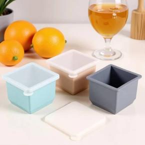 Large Square Silicone Ice Cube Mold with Lid, Household Big Ice Tray for Soup Freezing & Ice Storage