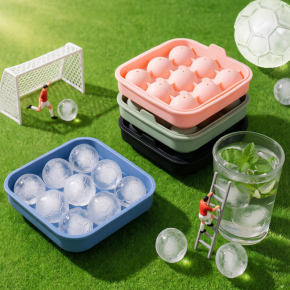 World Cup Soccer Ball Shaped Silicone Ice Cube Mold, Football Ice Tray for Whiskey, Beer Chilling Ice Ball Freezer Mold