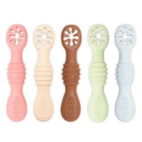 2Pcs Baby Feeding Double Head Spoons, Food Grade Silicone Fruit Puree Spoon, Teething Training Spoon for Infants