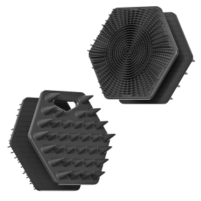 2 in 1 Silicone Body Scrubber & Hair Scalp Massager Handheld Cleansing Body Massager Soft Silicone Bath Shower Hair Brush