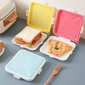 Leak-proof Airtight Plastic Bread Sandwich Toast Container Food Storage Lunch Box Silicone Sandwich Bread Container