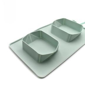 Hot Sales Eco-Friendly Silicone Folding Pet Bowl Non-Slip Double Dog Bowl for Outdoor Use Easy to Clean for Cats and Dogs