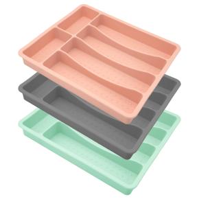 Silicone Kitchen Drawer Organizer, Divided Cutlery Storage Tray, Tableware Storage Box for Knives, Forks and Chopsticks