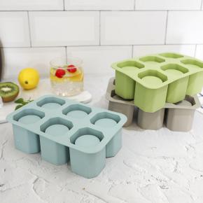 6-Cavity Silicone Glass Ice Mold, Reusable Whiskey Cube Ice Tray