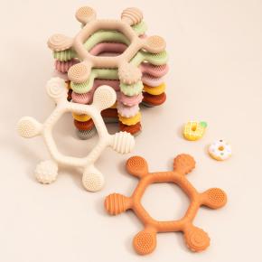 Silicone Round Shaped Bpa Free Baby Teether Chewable Soft Toy Rudder for 0-24 Months