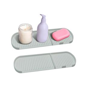 Food-Grade Silicone Drain Tray, Non-Slip Draining Storage Tray for Bathroom, Kitchen Drain Mat Household Gadgets