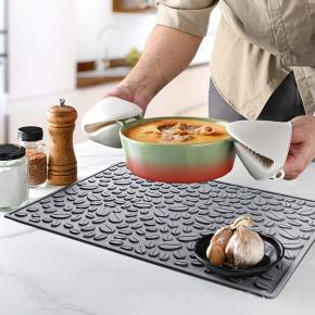 New Coffee Bean Printing Anti Bar Countertop Silicone Mat Water Draining Silicone Pad